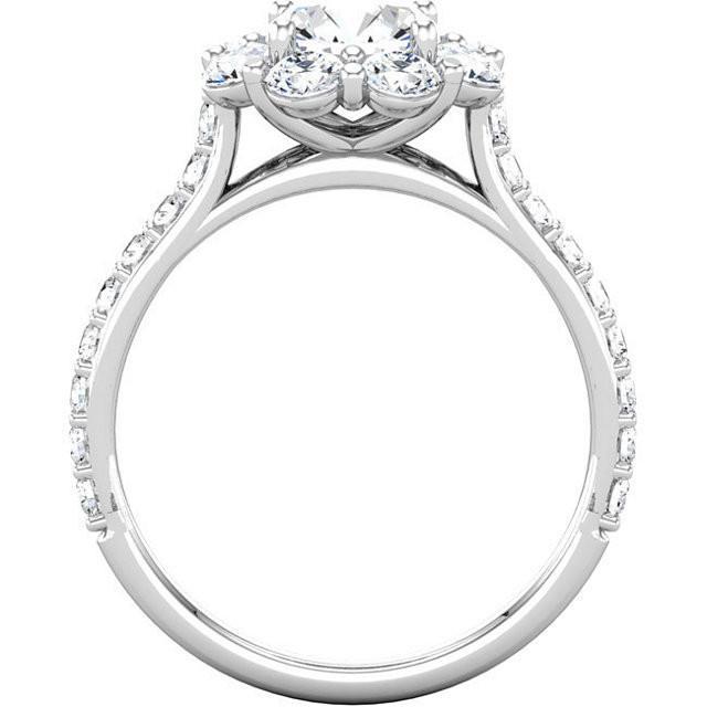 Flower Style 3.07 Carat Round Diamond Halo Ring Solid White Gold 14K