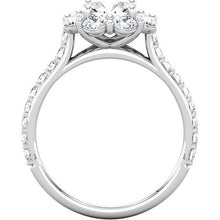 Flower Style 3.07 Carat Round Diamond Halo Ring Solid White Gold 14K