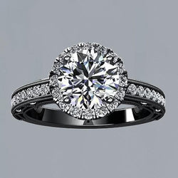 Flower Style Round Diamond Engagement Halo Ring 2.11 Carat BG 14K