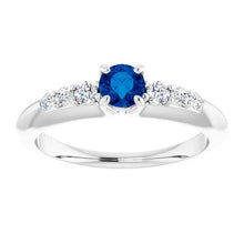 Four Prong Diamond Round Blue Sapphire 1.50 Carats Ring