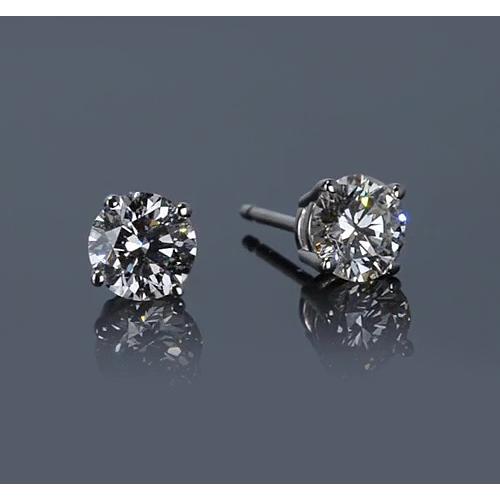 Four Prong Diamond Stud Earring 1.30 Carats White Gold 14K Jewelry