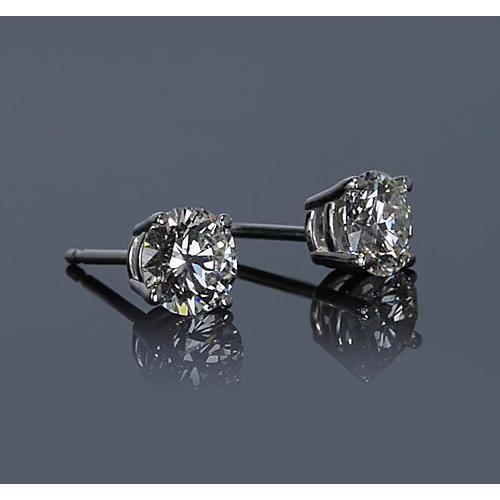 Four Prong Diamond Stud Earring 1.30 Carats White Gold 14K Jewelry