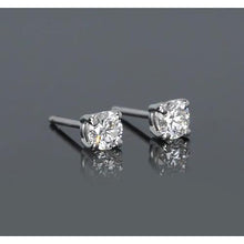 Four Prong Round Diamond 1 Carat Stud Earrings White Gold 14K