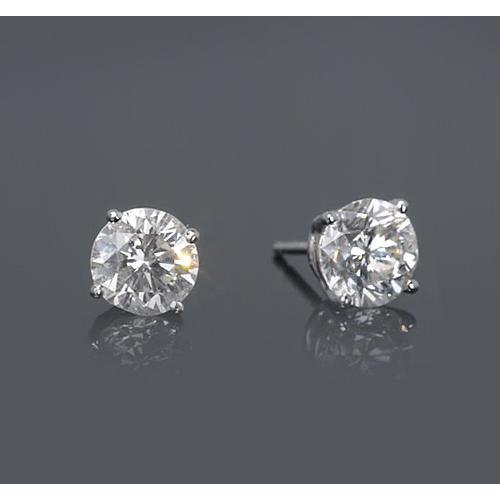 Four Prong Setting Round Diamond Stud Earring 1.50 Carats