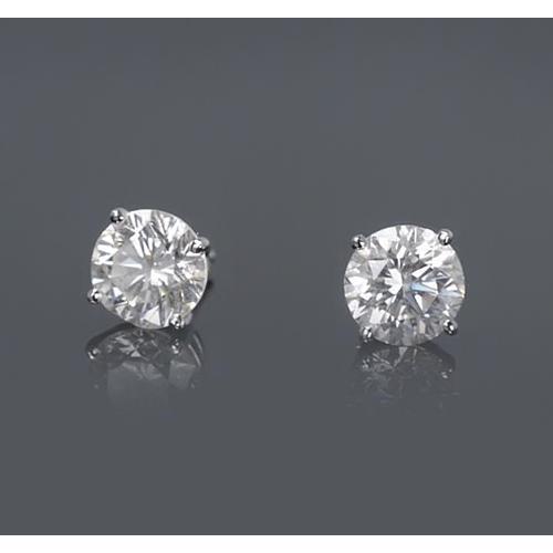 Four Prong Setting Round Diamond Stud Earring 1.50 Carats