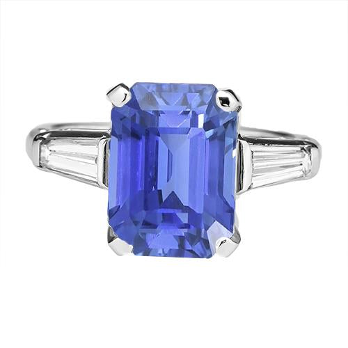 Gemstone 3 Stone Ring Emerald Blue Sapphire 2.50 Carats Women Jewelry