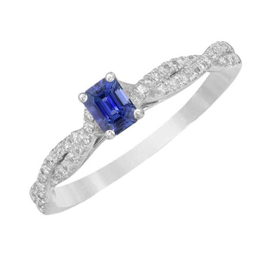 Gemstone Ceylon Sapphire Ring Twisted Shank & Diamonds 3.50 Carats