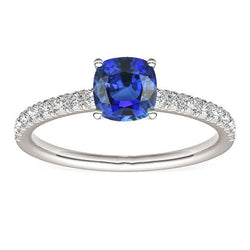 Gemstone Cushion Cut Sapphire Ring 2.50 Carats Fishtail Set Natural Earth Mined Diamonds