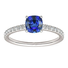 Gemstone Cushion Cut Sapphire Ring 2.50 Carats Fishtail Set Diamonds