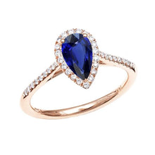 Gemstone Diamond Jewelry Halo Pear Ceylon Sapphire Ring 3.50 Carats