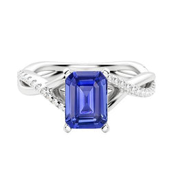 Gemstone Emerald Sapphire Ring Gold Infinity Shank Jewellery 3 Carats