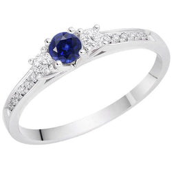 Gemstone Engagement Ring 2 Carats Round Natural Earth Mined Diamond Blue Sapphire Jewellery