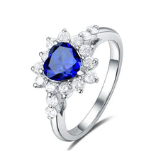 Gemstone Halo Heart Blue Sapphire & Diamond Ring Star Style 3 Carats