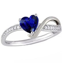 Gemstone Heart Blue Sapphire Ring Twisted Shank Diamonds 2.50 Carats