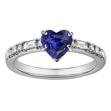 Gemstone Heart Sapphire Ring Baguette & Princess Diamonds 2.50 Carats