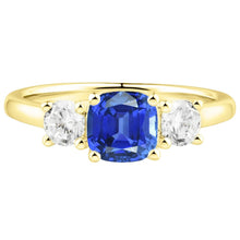 Gemstone Jewelry 3 Stone Cushion Sapphire Diamond Ring 4.50 Carats