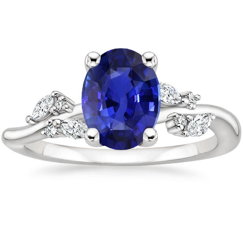 Gemstone Jewelry Blue Sapphire Ring & Diamonds 4.50 Carats