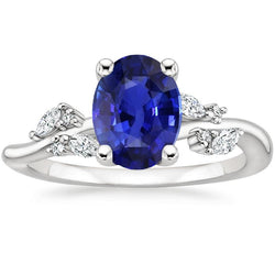 Gemstone Jewellery Blue Sapphire Ring & Natural Earth Mined Diamonds 4.50 Carats