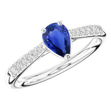 Gemstone Jewelry Blue Sapphire Ring Pear & Diamonds 2.50 Carats