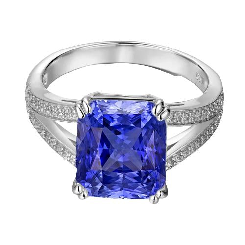 Gemstone Jewelry Cushion Sapphire Ring 4 Carats Split Shank Jewelry