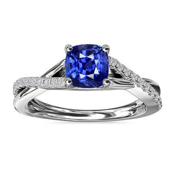 Gemstone Jewellery Cushion Sapphire Ring Twisted Shank 2.50 Carats