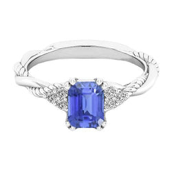 Gemstone Jewellery Emerald Sapphire Ring Twisted Rope Style 2 Carats