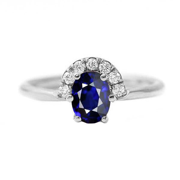 Gemstone Jewelry Oval Blue Sapphire & Diamond Ring 2.50 Carats