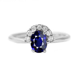 Gemstone Jewellery Oval Blue Sapphire & Natural Earth Mined Diamond Ring 2.50 Carats