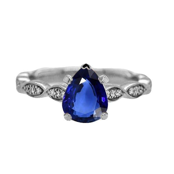 Gemstone Jewelry Pear Ceylon Sapphire Ring With Diamonds 2.50 Carats