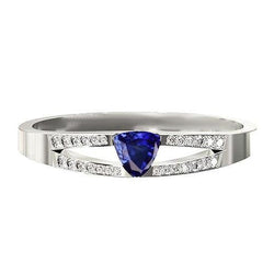 Gemstone Jewelry Trillion Sapphire Ring Split Shank Diamonds 1 Carat