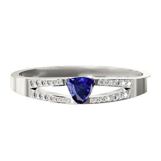 Gemstone Jewelry Trillion Sapphire Ring Split Shank Diamonds 1 Carat