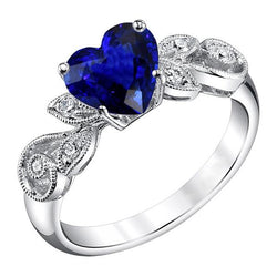 Gemstone Jewellery Vintage Style Sapphire And Natural Earth Mined Diamond Ring 2.25 Carats