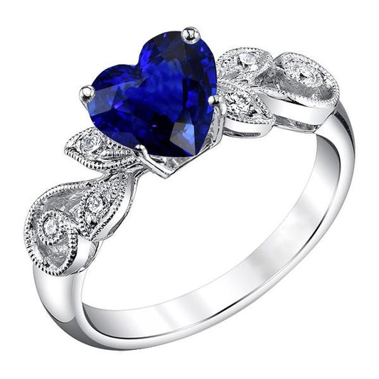 Gemstone Jewelry Vintage Style Sapphire And Diamond Ring 2.25 Carats