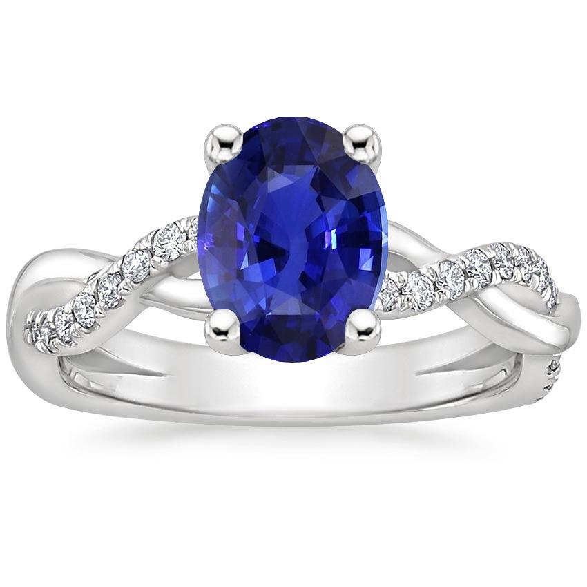 Gemstone Oval Ceylon Sapphire Ring 4.50 Carats Diamonds Jewelry