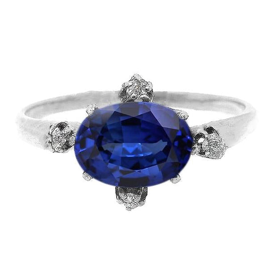 Gemstone Ring Blue Sapphire & Diamonds 5 Stone Jewelry 3.50 Carats
