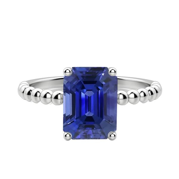 Gemstone Ring Emerald Ceylon Sapphire Beaded Style 3 Carats