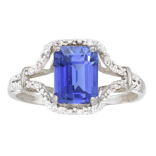 Gemstone Ring Emerald Ceylon Sapphire Ring Split Shank 4 Carats
