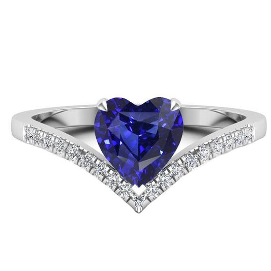 Gemstone Ring Enhancer Blue Sapphire Heart Cut 3 Carats Gold Jewelry