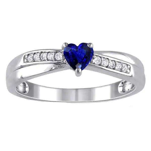 Gemstone Ring Heart Ceylon Sapphire Jewelry 2 Carats Diamonds