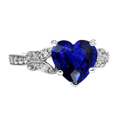 Gemstone Ring Heart Cut Sri Lankan Sapphire Butterfly Style 3 Carats