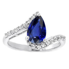 Gemstone Ring Pear Ceylon Sapphire Tension Style & Accents 3 Carats