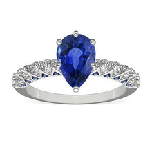 Gemstone Ring Pear With Round Blue Sapphire & Diamond Accents 3 Carats