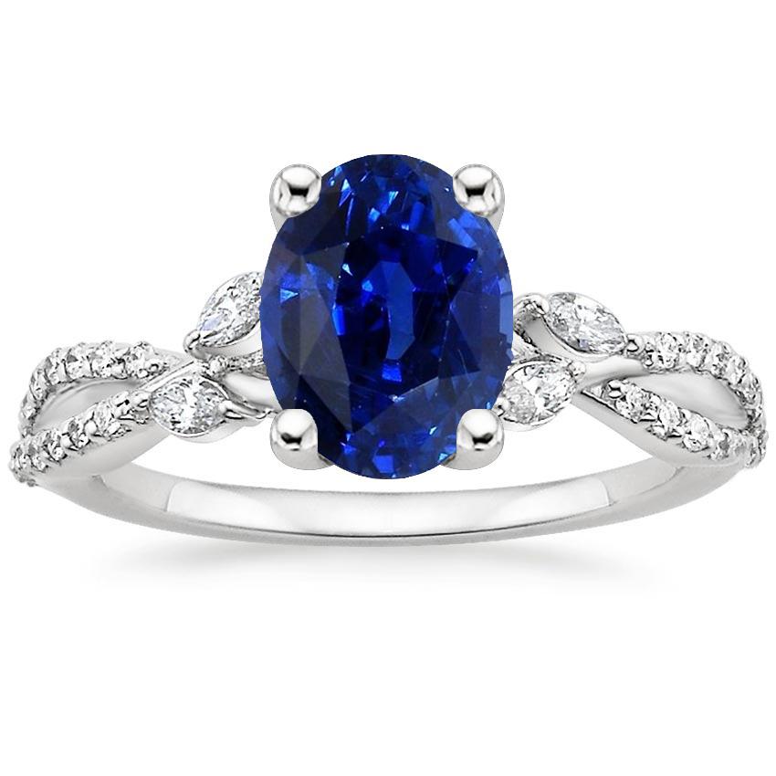 Gemstone Ring With Diamond Accents Blue Sapphire 4 Carats