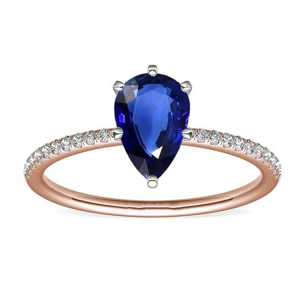 Gemstone Solitaire Blue Sapphire Ring & Pave Set Diamond 3.50 Carats