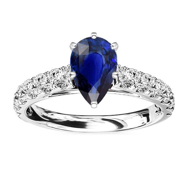 Gemstone Solitaire Blue Sapphire Ring With Round Diamonds 3.50 Carats