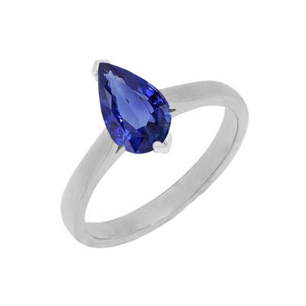 Gemstone Solitaire Pear Sri Lankan Sapphire Ring 1.50 Carats Gold