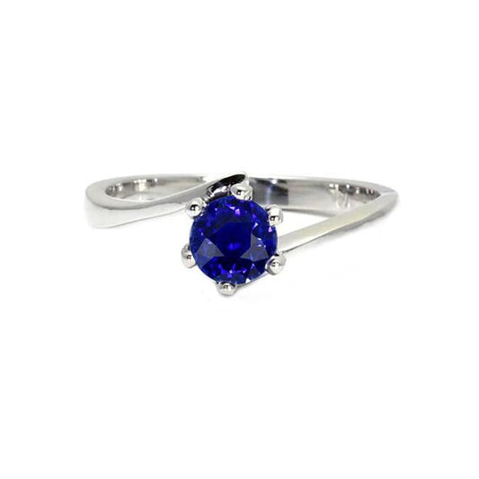 Gemstone Solitaire Ring Ceylon Blue Sapphire 1 Carat Tension Style