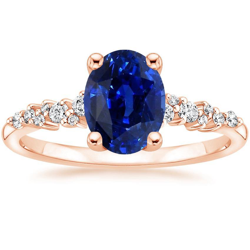 Gemstone Solitaire With Diamond Accents Ring Blue Sapphire 4 Carats