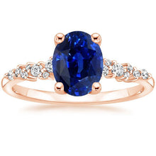 Gemstone Solitaire With Diamond Accents Ring Blue Sapphire 4 Carats