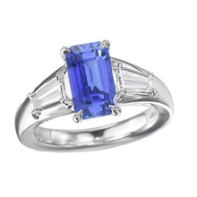 Gemstone Three Stone Emerald Blue Sapphire & Diamond Ring 3.50 Carats